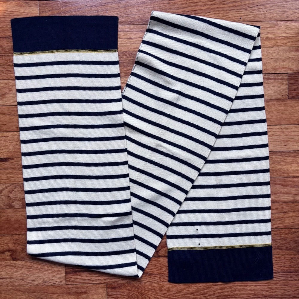 Nautica Mens Stripe Nautical Scarf Navy White Casual Winter Accessory - Picture 2 of 4